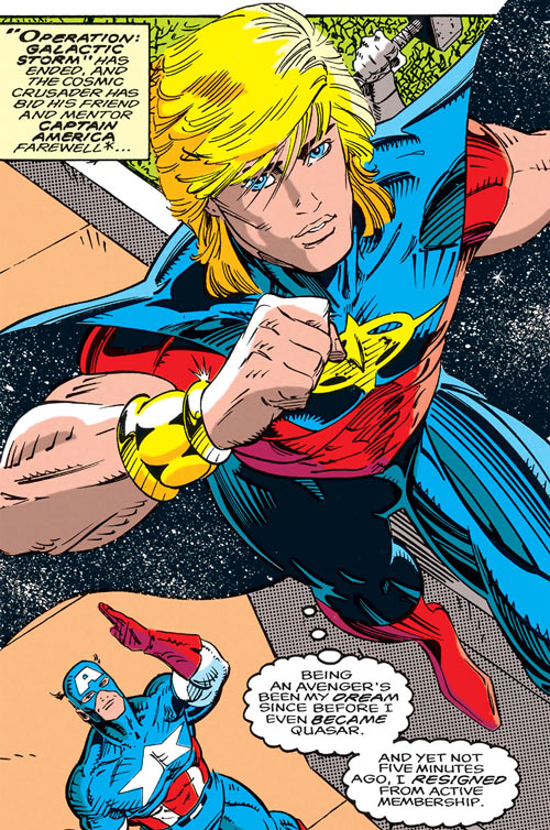 Quasar Resigns from the Avengers